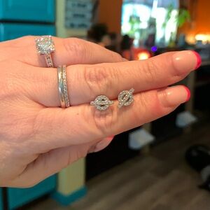 Classic Silver Crystal Toggle Stud Earrings - Silver